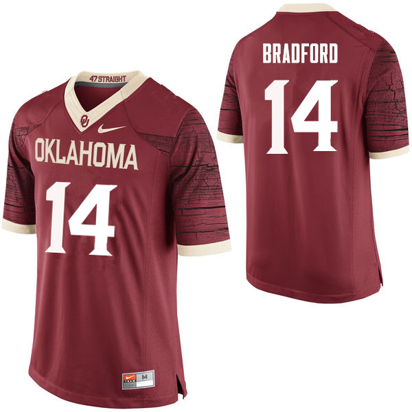 Men Oklahoma Sooners #14 Sam Bradford College Football Jerseys Limited-Crimson